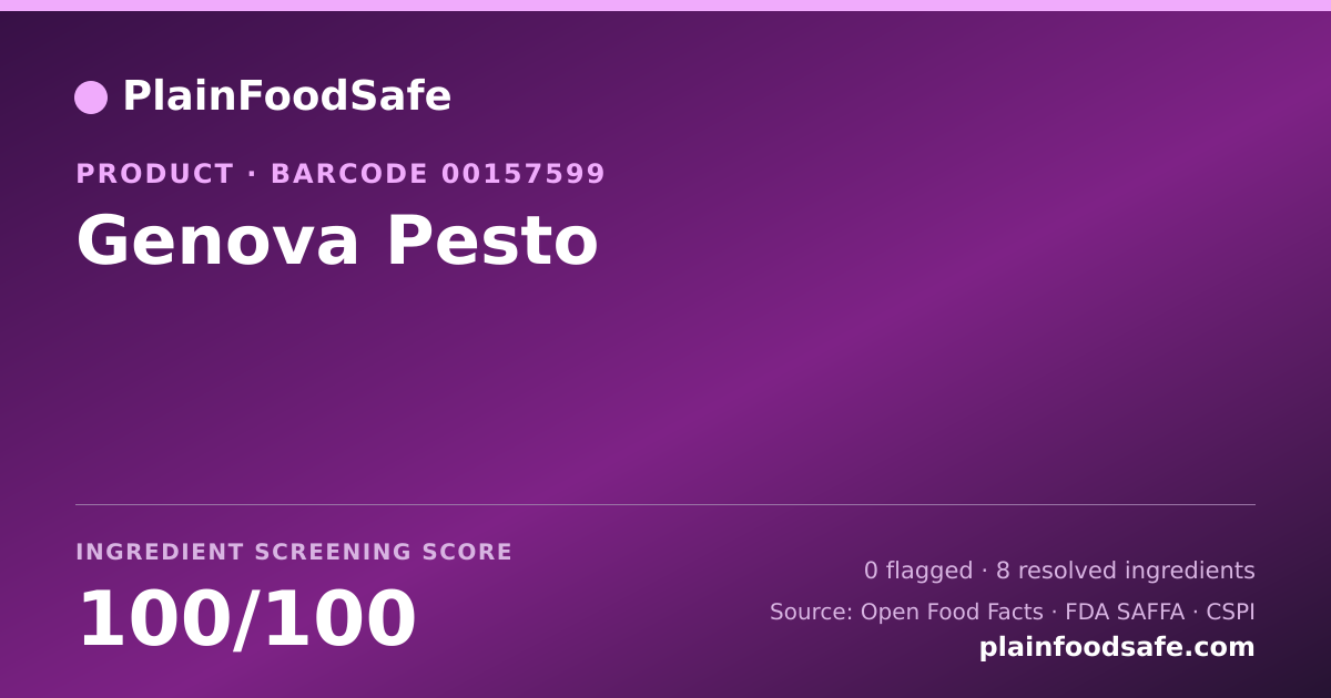 Share card for Genova Pesto Food Ingredient Profile
