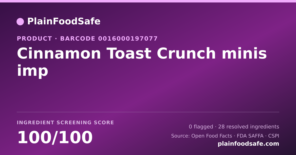 Share card for Cinnamon Toast Crunch minis imp Food Ingredient Profile