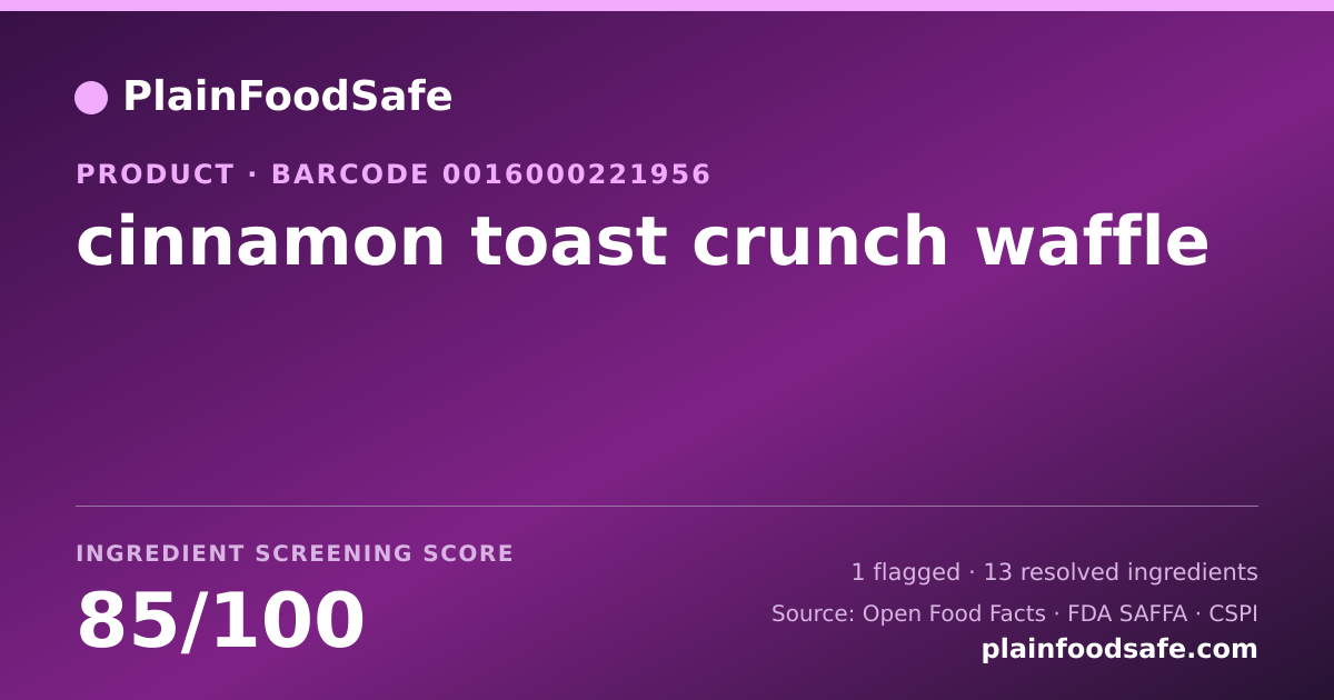 Share card for cinnamon toast crunch waffle Food Ingredient Profile