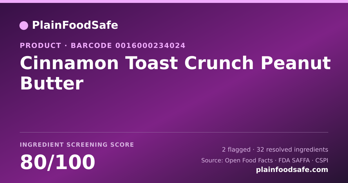 Share card for Cinnamon Toast Crunch Peanut Butter Food Ingredient Profile