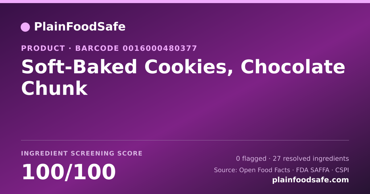 Share card for Soft-Baked Cookies, Chocolate Chunk Food Ingredient Profile