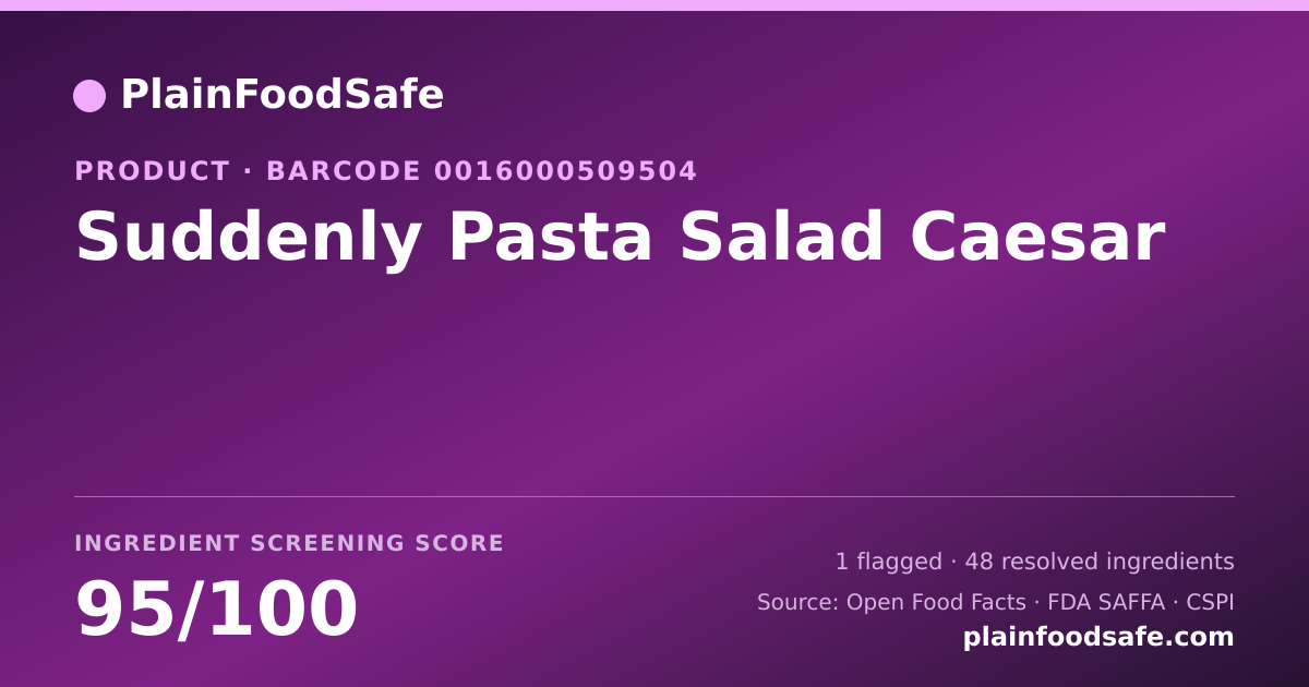 Share card for Suddenly Pasta Salad Caesar Food Ingredient Profile