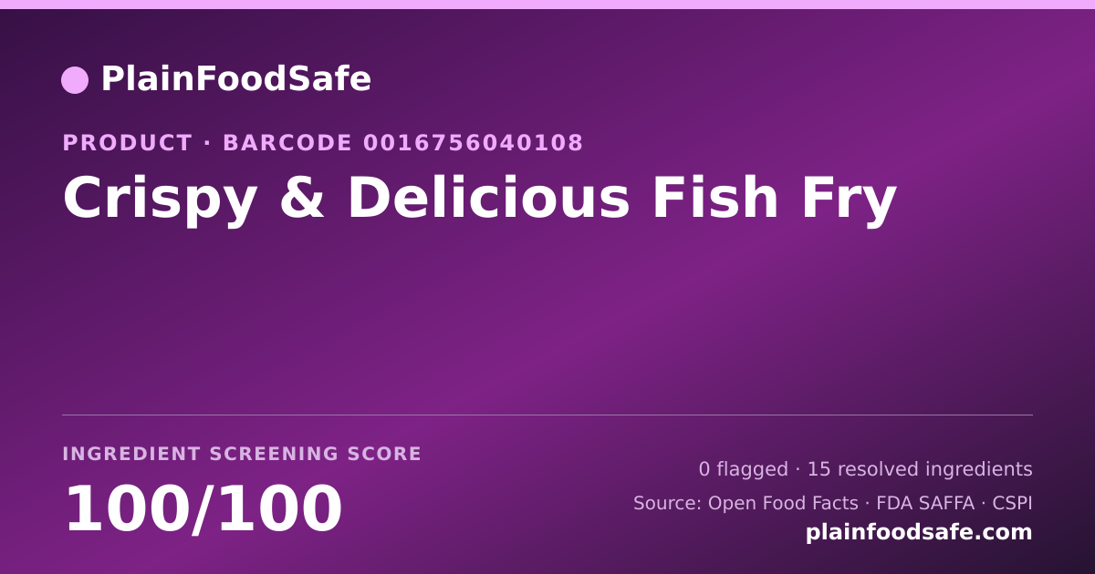 Share card for Crispy & Delicious Fish Fry Food Ingredient Profile