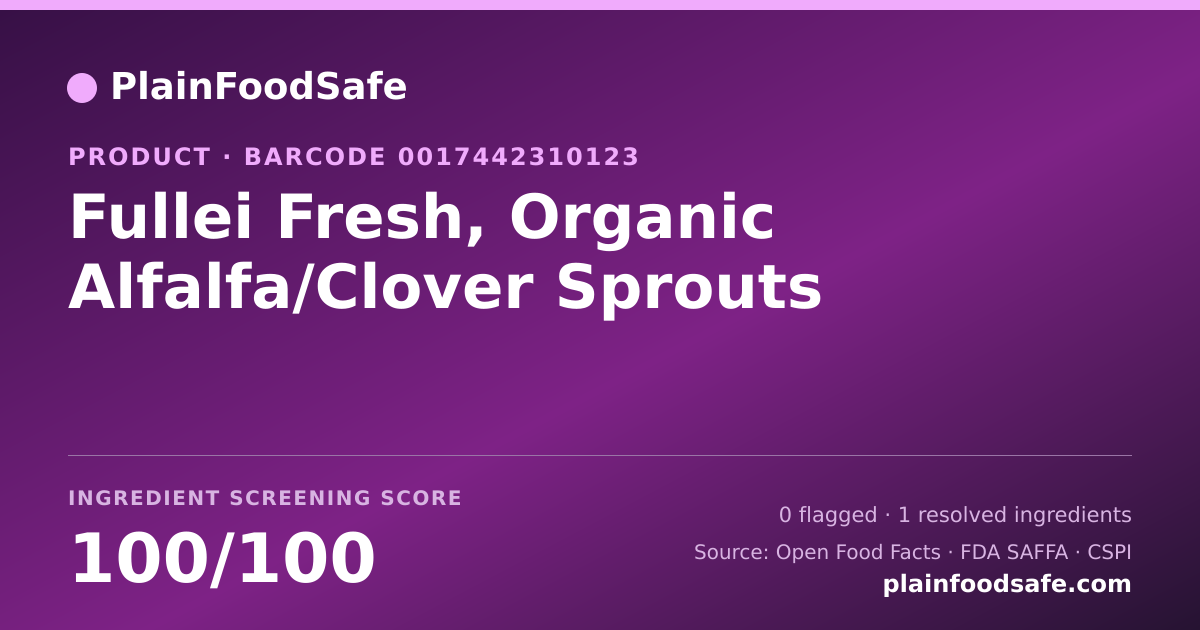 Share card for Fullei Fresh, Organic Alfalfa/Clover Sprouts Food Ingredient Profile