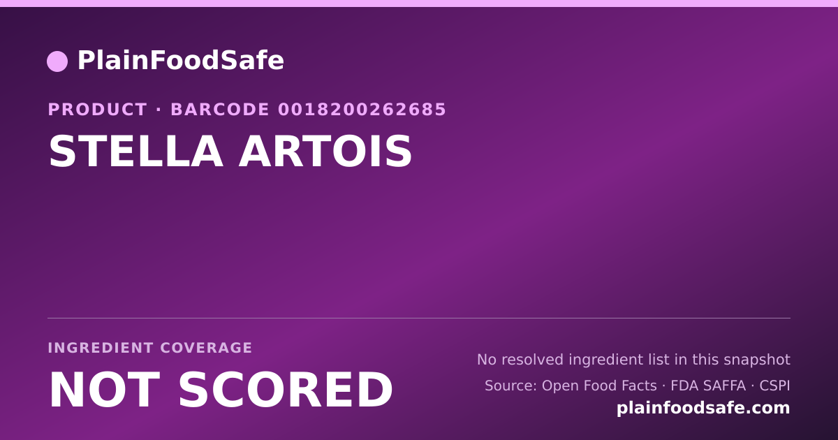 Share card for STELLA ARTOIS Food Ingredient Profile