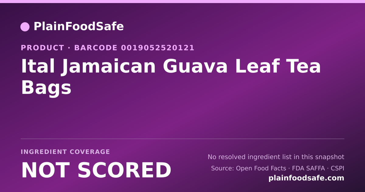 Share card for Ital Jamaican Guava Leaf Tea Bags Food Ingredient Profile