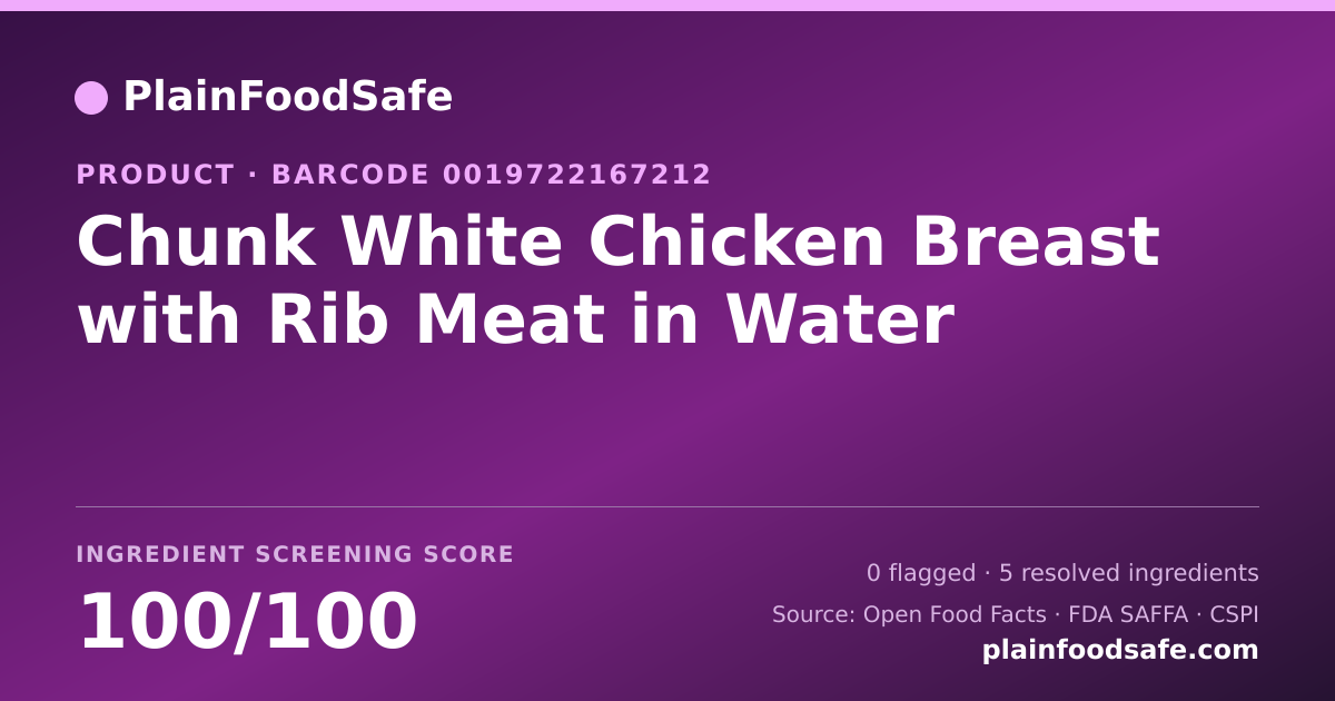 Share card for Chunk White Chicken Breast with Rib Meat in Water Food Ingredient Profile