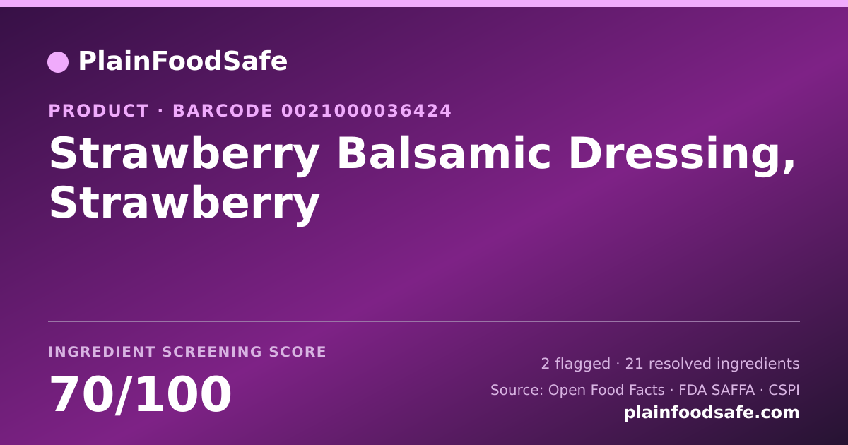 Share card for Strawberry Balsamic Dressing, Strawberry Food Ingredient Profile