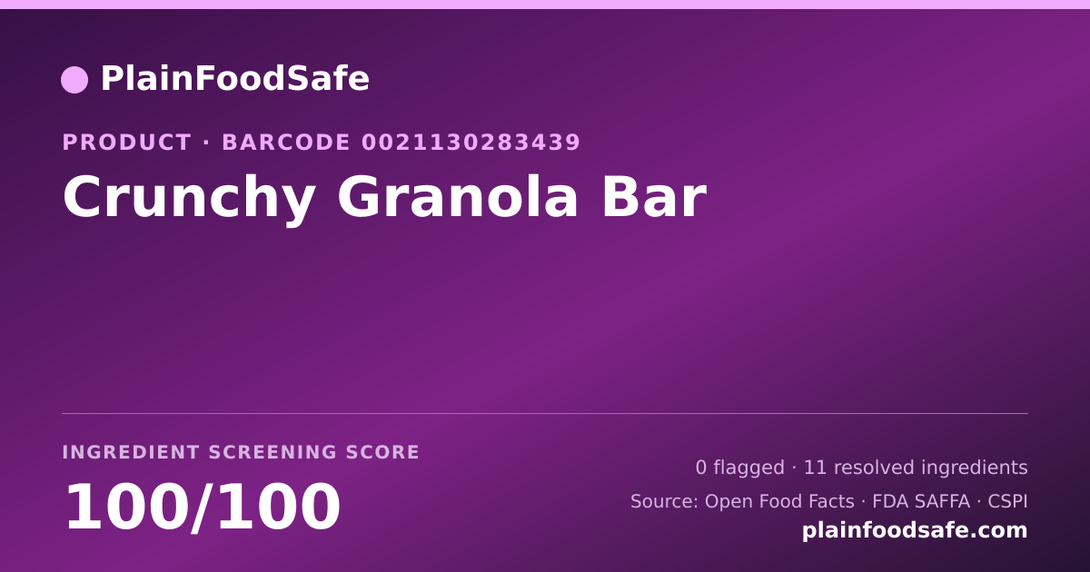 Share card for Crunchy Granola Bar Food Ingredient Profile