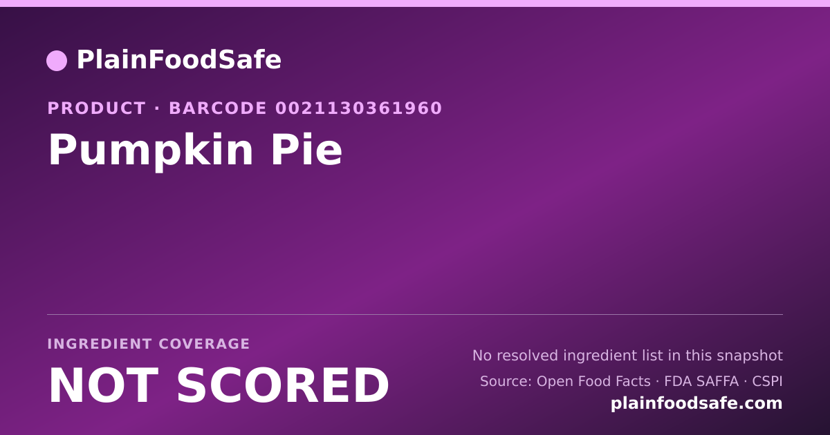 Share card for Pumpkin Pie Food Ingredient Profile