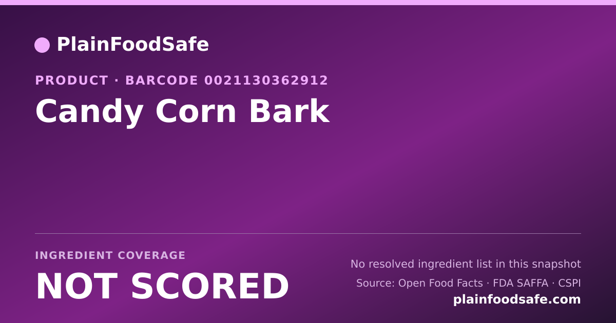 Share card for Candy Corn Bark Food Ingredient Profile