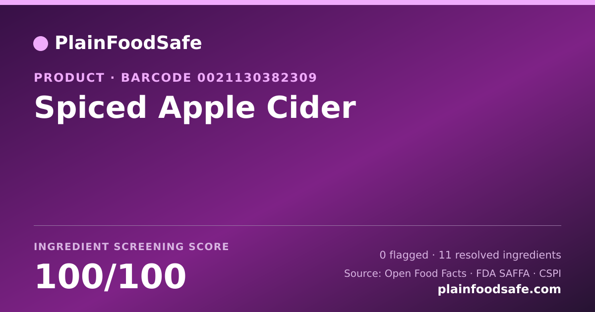 Share card for Spiced Apple Cider Food Ingredient Profile