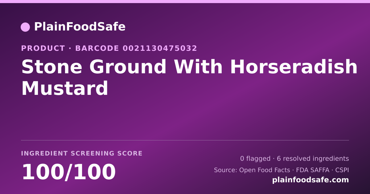 Share card for Stone Ground With Horseradish Mustard Food Ingredient Profile