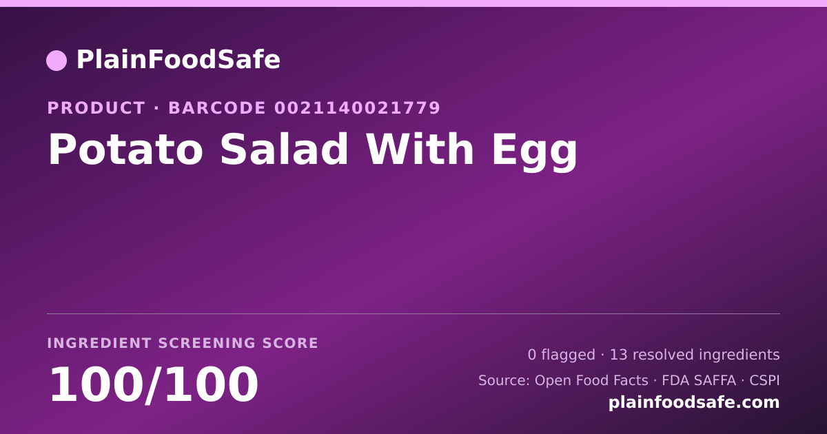 Share card for Potato Salad With Egg Food Ingredient Profile