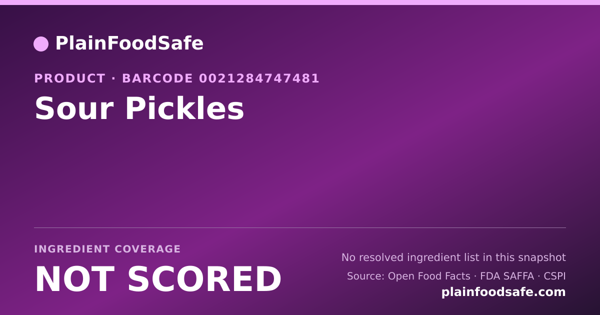 Share card for Sour Pickles Food Ingredient Profile