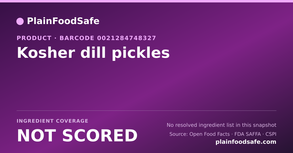 Share card for Kosher dill pickles Food Ingredient Profile