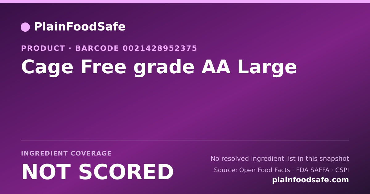 Share card for Cage Free grade AA Large Food Ingredient Profile