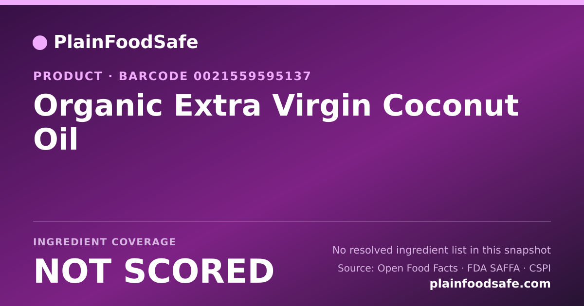 Share card for Organic Extra Virgin Coconut Oil Food Ingredient Profile
