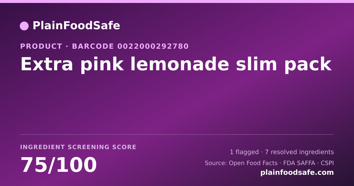 Share card for Extra pink lemonade slim pack Food Ingredient Profile