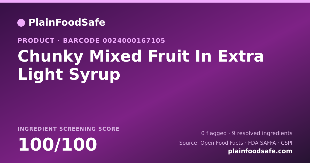 Share card for Chunky Mixed Fruit In Extra Light Syrup Food Ingredient Profile