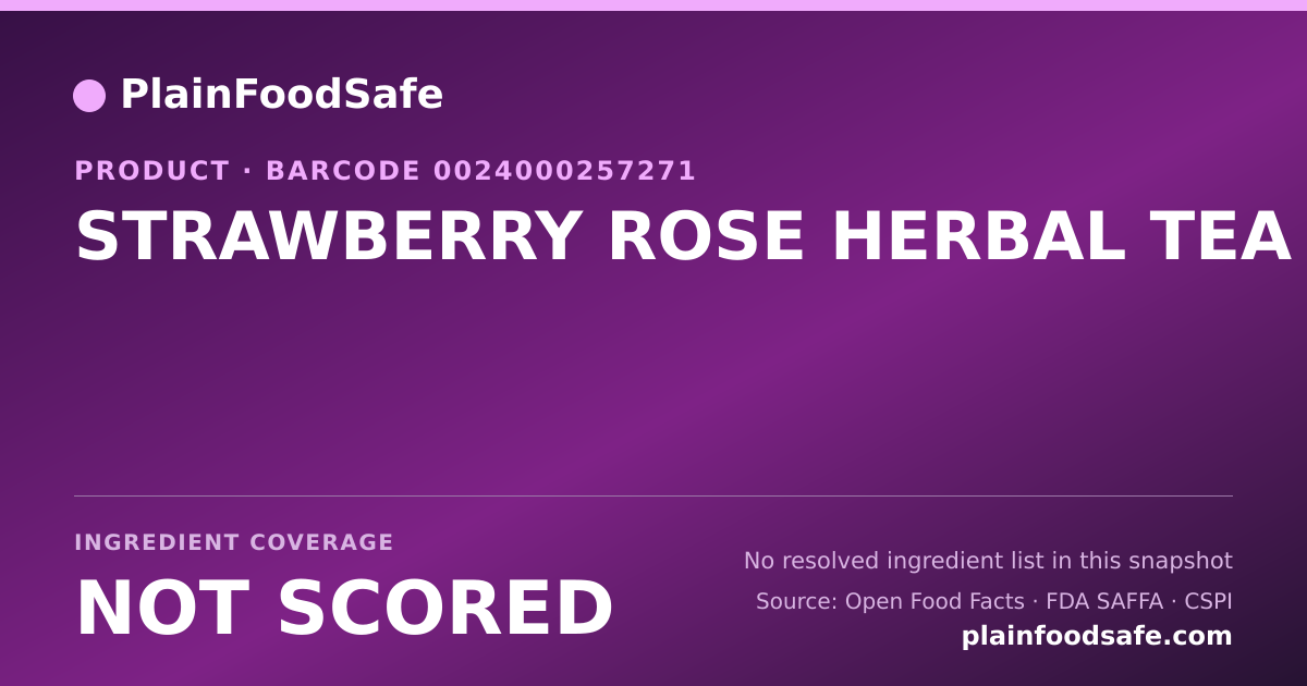Share card for STRAWBERRY ROSE HERBAL TEA Food Ingredient Profile