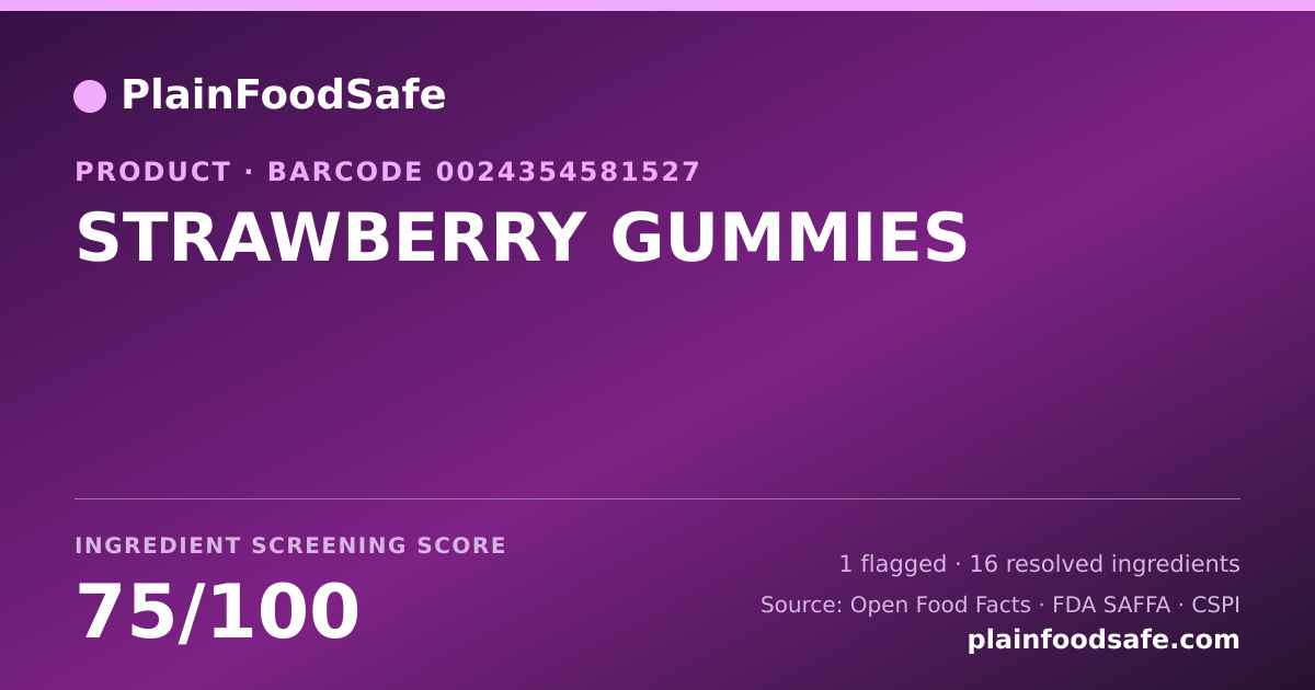 Share card for STRAWBERRY GUMMIES Food Ingredient Profile