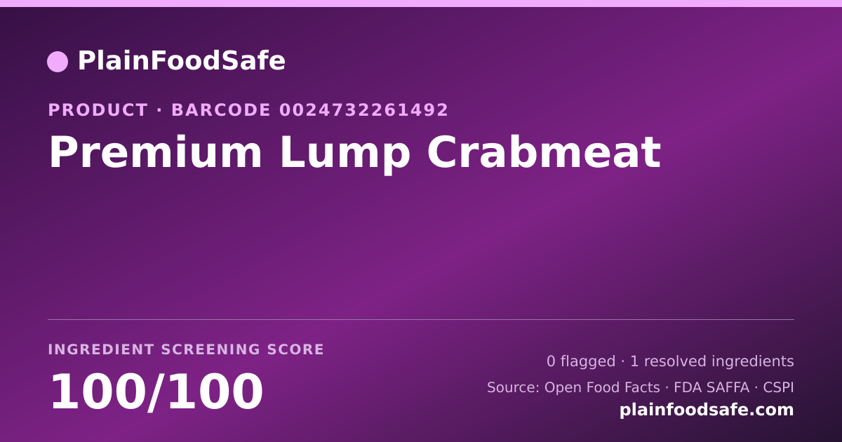 Share card for Premium Lump Crabmeat Food Ingredient Profile