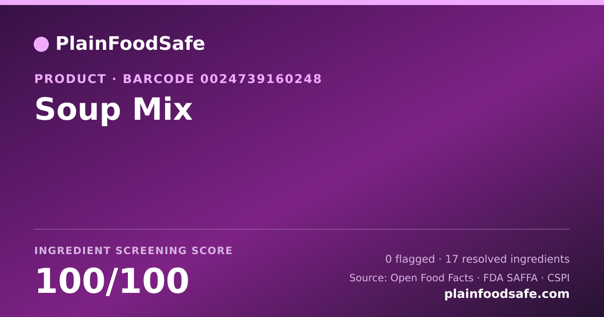 Share card for Soup Mix Food Ingredient Profile