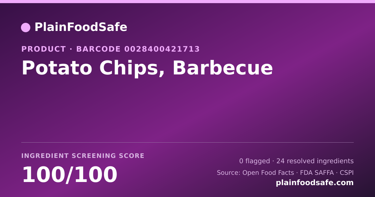 Share card for Potato Chips, Barbecue Food Ingredient Profile