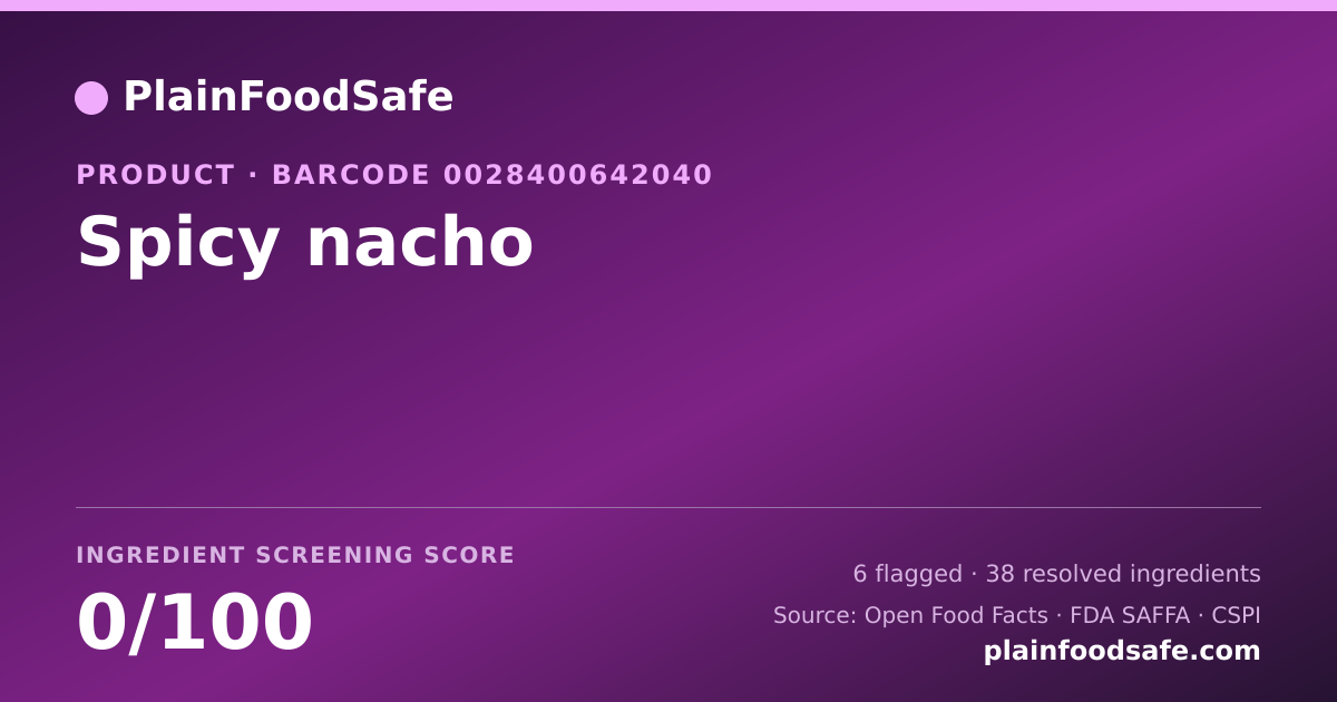 Share card for Spicy nacho Food Ingredient Profile