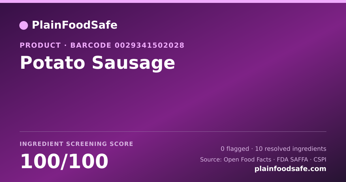 Share card for Potato Sausage Food Ingredient Profile