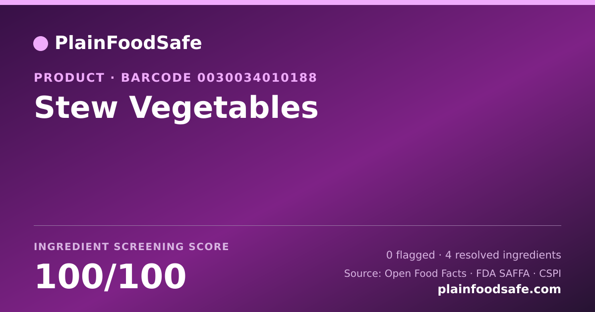 Share card for Stew Vegetables Food Ingredient Profile