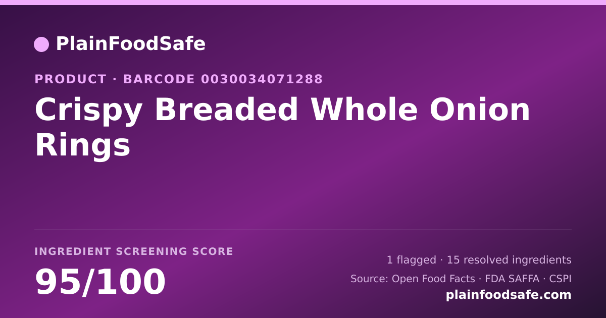 Share card for Crispy Breaded Whole Onion Rings Food Ingredient Profile
