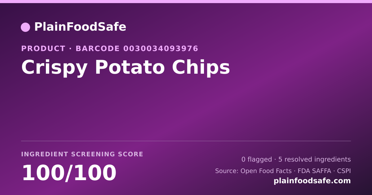 Share card for Crispy Potato Chips Food Ingredient Profile