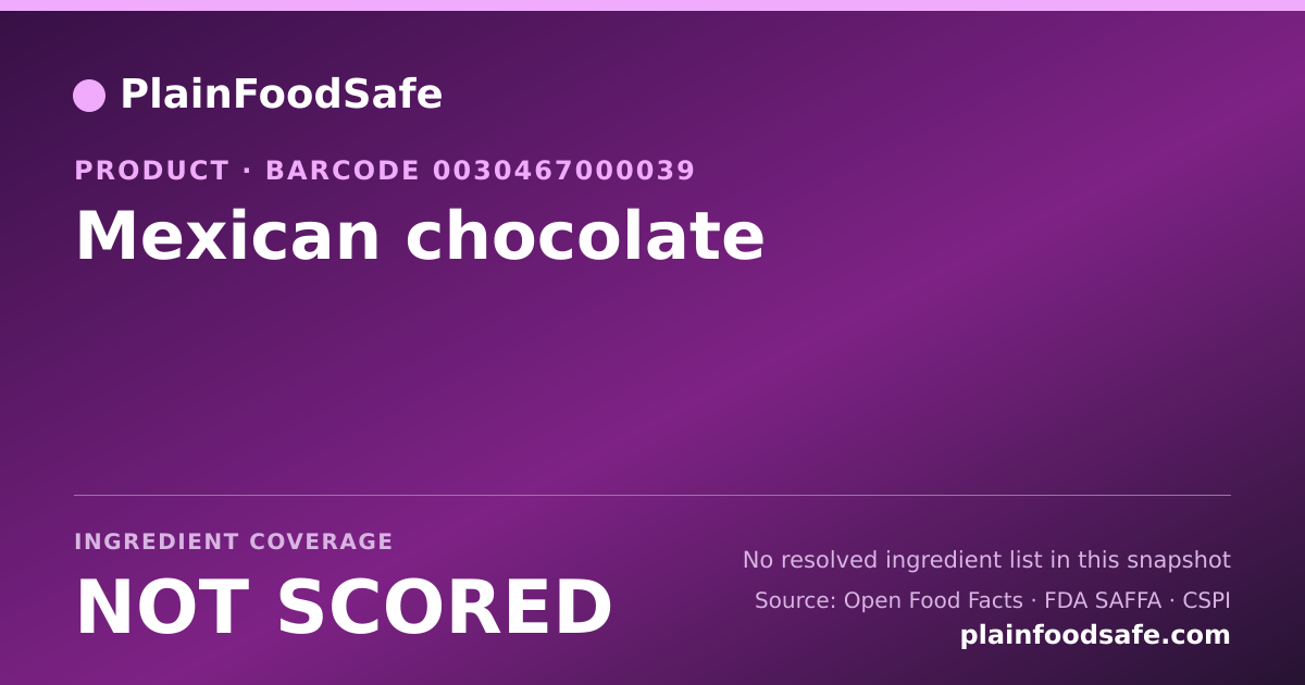 Share card for Mexican chocolate Food Ingredient Profile