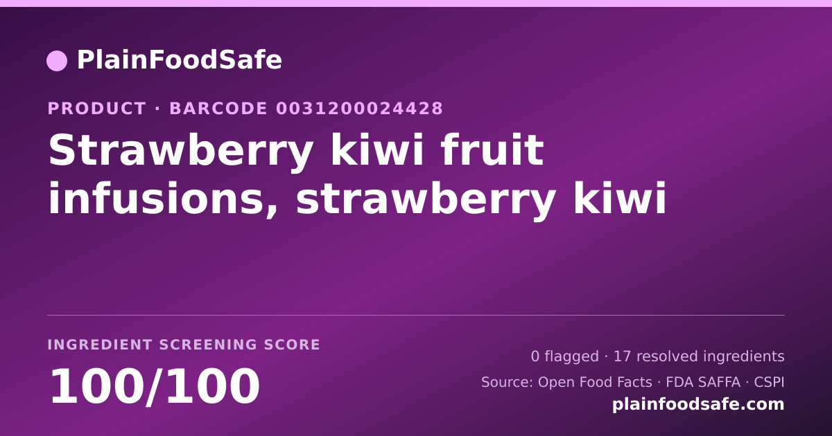 Share card for Strawberry kiwi fruit infusions, strawberry kiwi Food Ingredient Profile