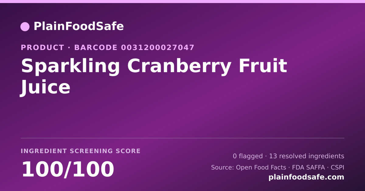 Share card for Sparkling Cranberry Fruit Juice Food Ingredient Profile