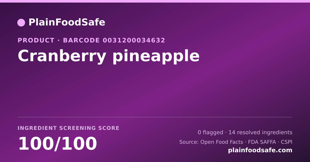 Share card for Cranberry pineapple Food Ingredient Profile