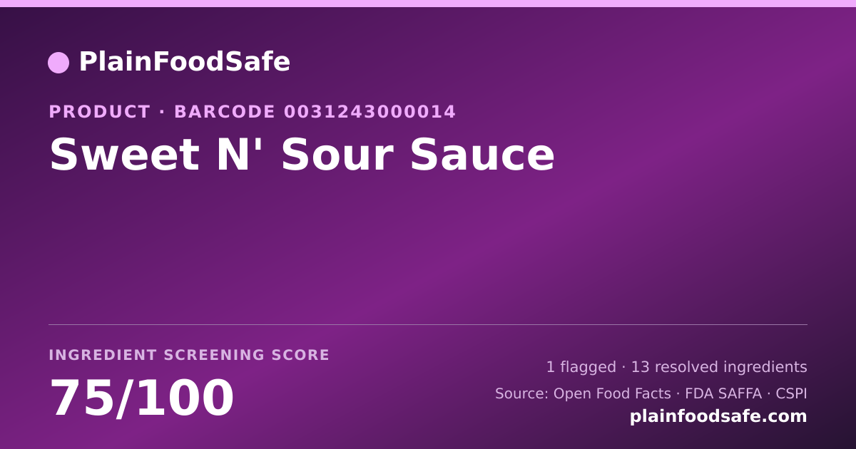 Share card for Sweet N' Sour Sauce Food Ingredient Profile