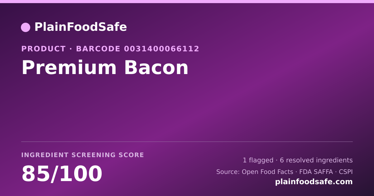Share card for Premium Bacon Food Ingredient Profile