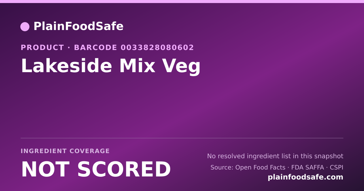 Share card for Lakeside Mix Veg Food Ingredient Profile
