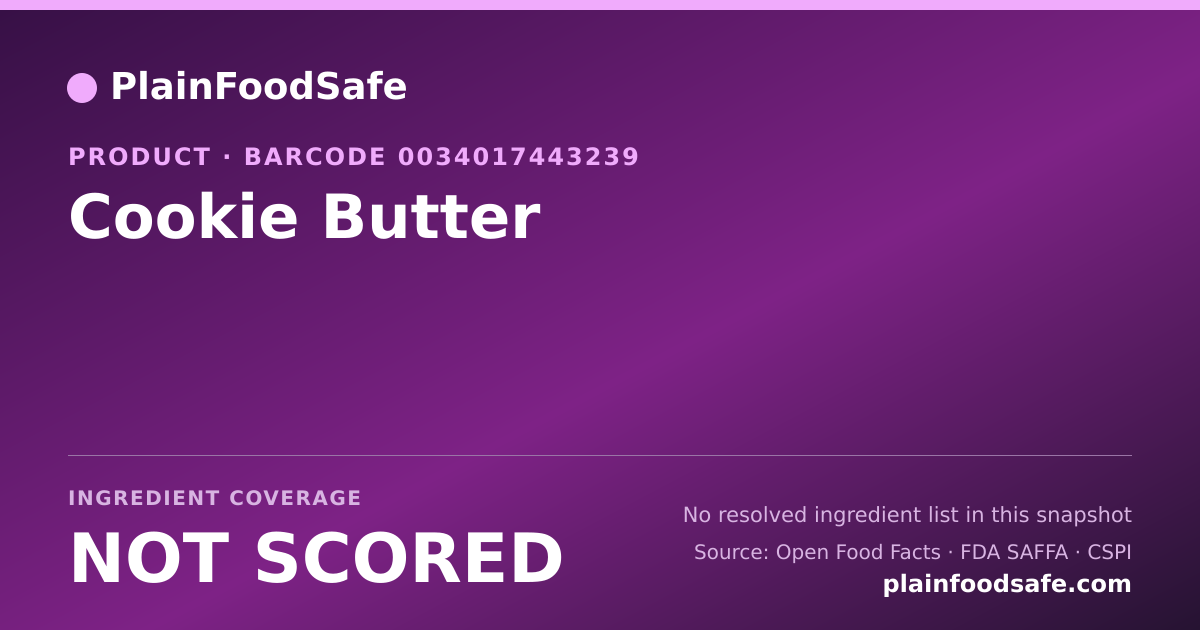 Share card for Cookie Butter Food Ingredient Profile