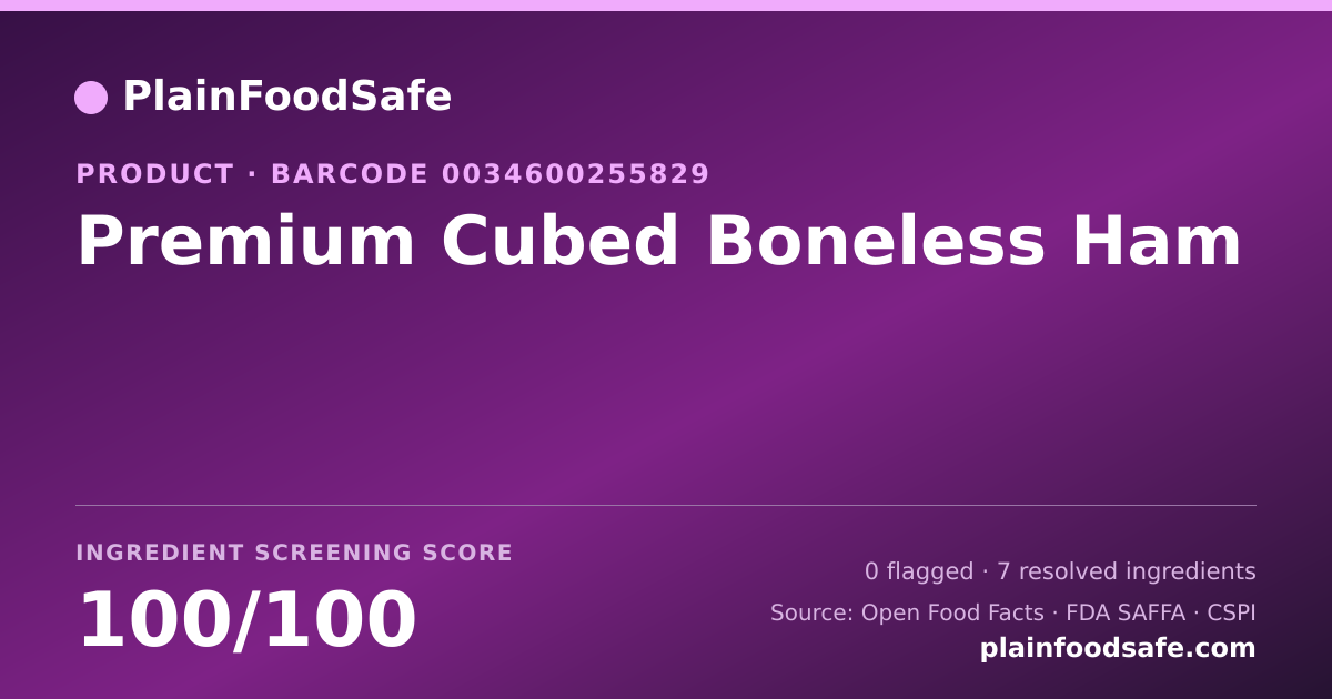 Share card for Premium Cubed Boneless Ham Food Ingredient Profile
