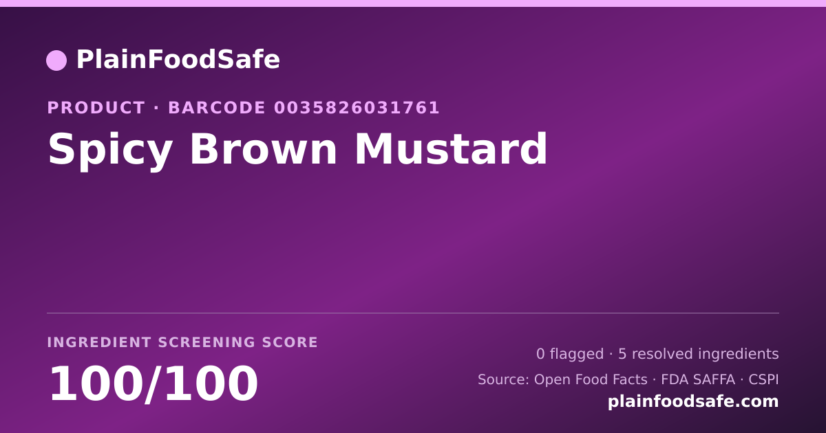 Share card for Spicy Brown Mustard Food Ingredient Profile