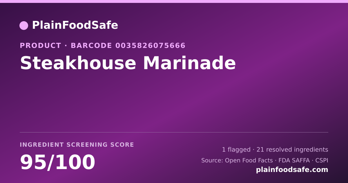 Share card for Steakhouse Marinade Food Ingredient Profile