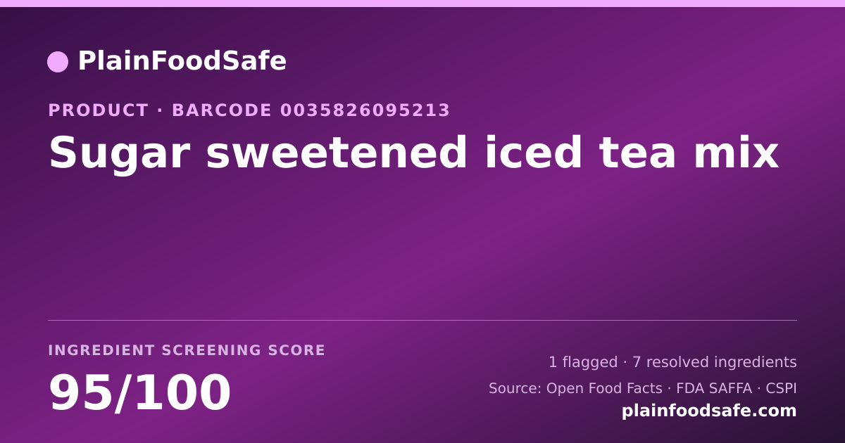Share card for Sugar sweetened iced tea mix Food Ingredient Profile