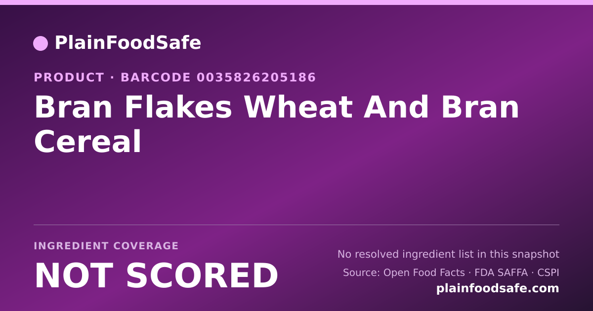 Share card for Bran Flakes Wheat And Bran Cereal Food Ingredient Profile