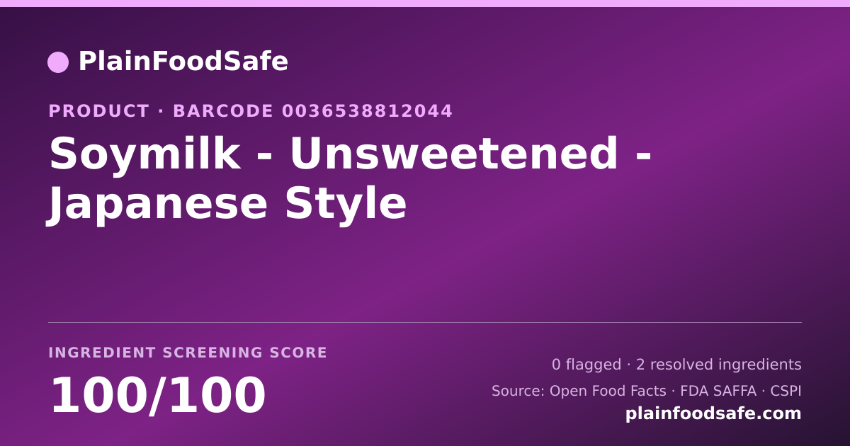 Share card for Soymilk - Unsweetened - Japanese Style Food Ingredient Profile