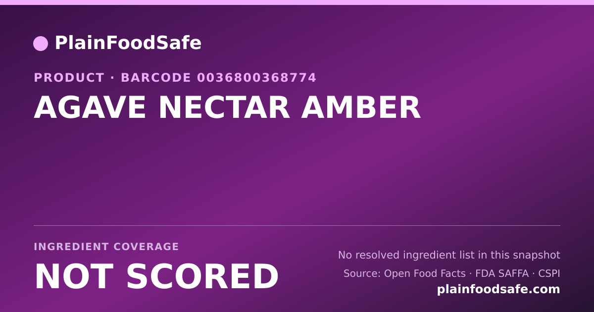 Share card for AGAVE NECTAR AMBER Food Ingredient Profile