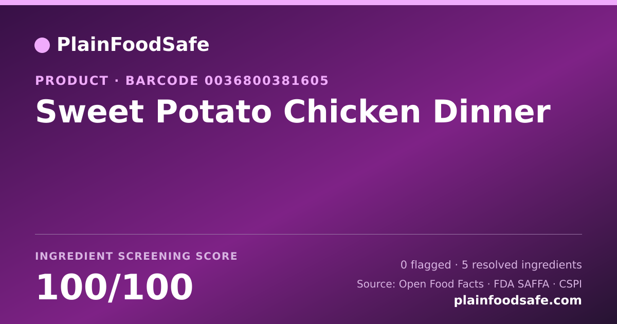 Share card for Sweet Potato Chicken Dinner Food Ingredient Profile